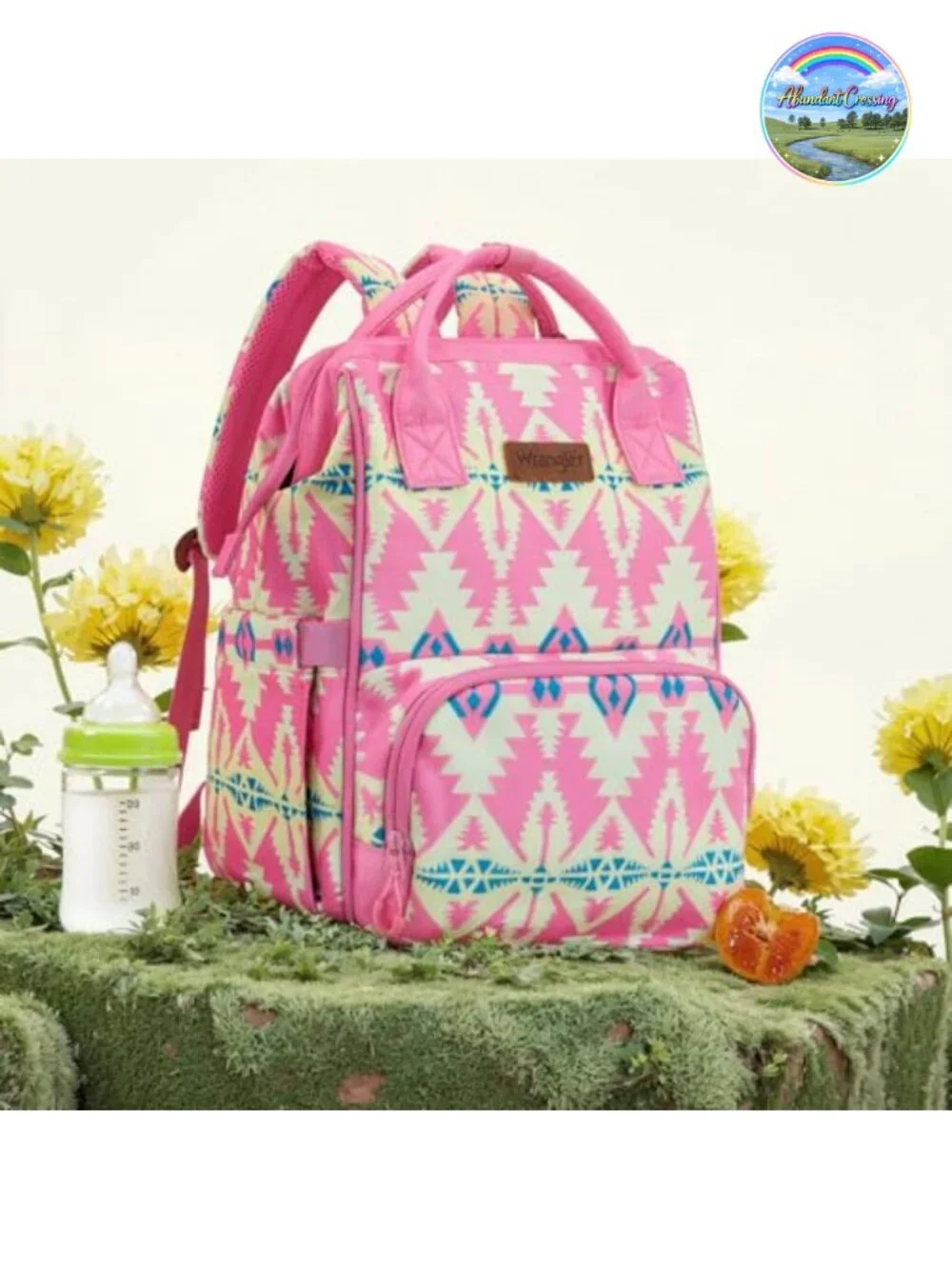 Diaper Bag Backpack with Stroller Straps Western Pattern Multifunction Baby